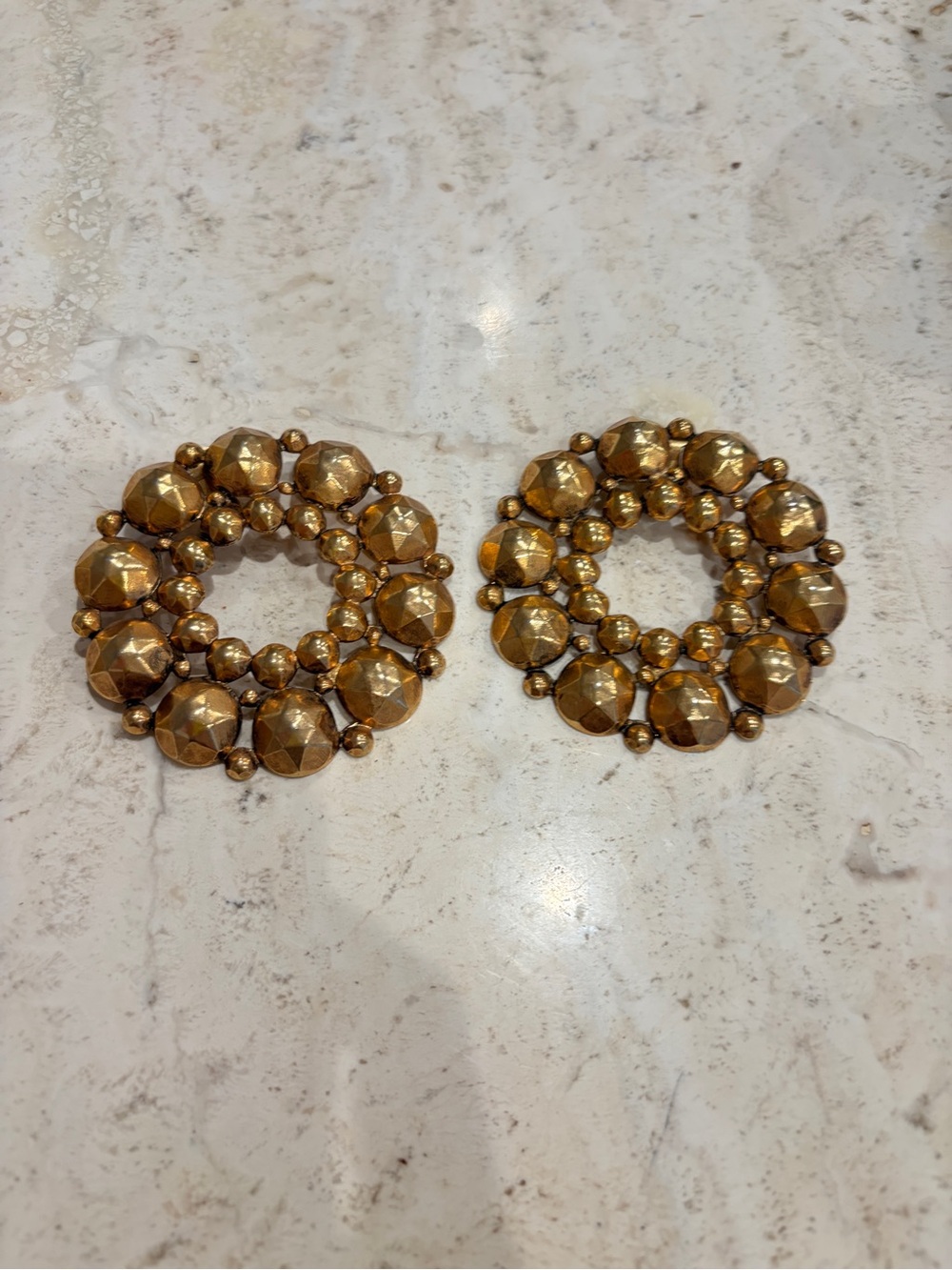 Vintage brass wreath earrings